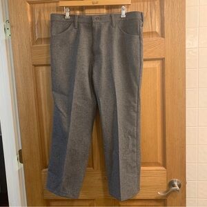 VINTAGE Wrangler Pants Mens 37X26 Gray Bootcut Polyester Cowboy Western 38X29
